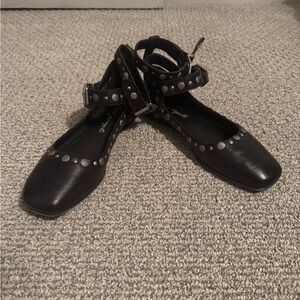 Free People Black Studded Flats